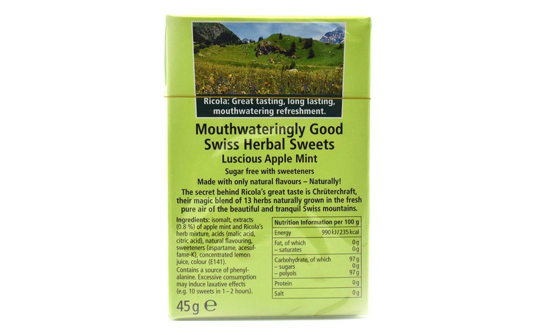 Ricola Luscious Apple Mint    Box  45 grams
